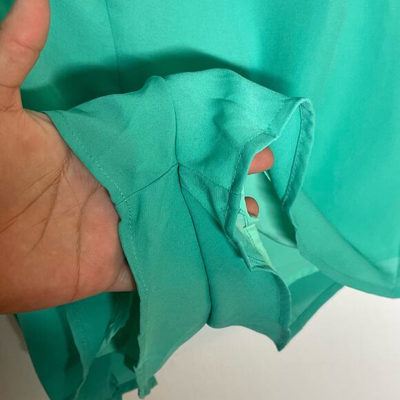 NEW Superdown Aimey One Shoulder Romper Women's Size Large Turquoise Bodice - Picture 10 of 14